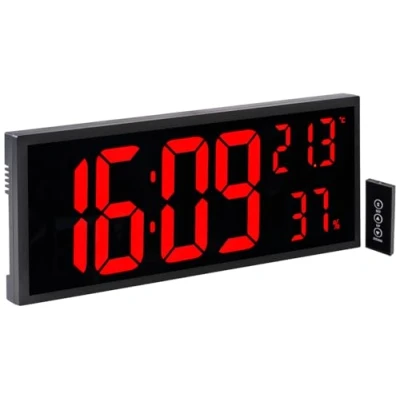 Abbildung von Lunartec Wanduhr: LED Wand &amp; Tischuhr, Jumbo Uhrzeit, Fernbedienung, Hygro /Thermometer (Wanduhr LED, Digitaluhren, Digitale)