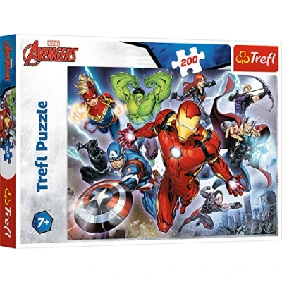Abbildung von Trefl 13260 Marvel Avengers 200 Teile, für Kinder ab 7 Jahren Puzzle, Mehrfarbig