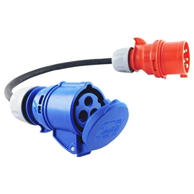 Abbildung von NWP Adapter CEE Kupplung 230V 16A auf Stecker 400V 3x2,5mm² Gummischlauchleitung IP44 Für Camping, Caravan, Boot, Märkte, Außenbereich