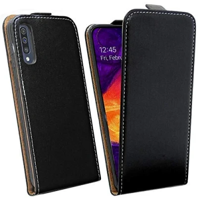 Abbildung von cofi1453® Flip Case kompatibel mit Samsung Galaxy A50 (A505F) Handy Tasche vertikal aufklappbar Schutzhülle Klapp Hülle Schwarz