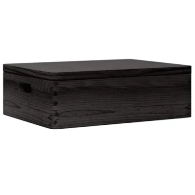 Abbildung von vidaXL Holzkiste mit Deckel und Griffen Schwarz 40x30x13 cm Massivholz