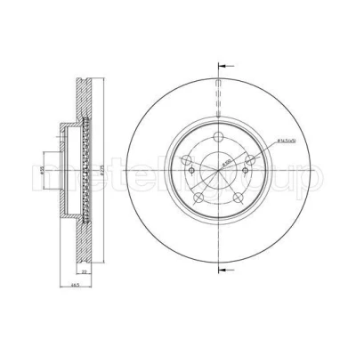 Abbildung von METELLI 23 1308C Bremsscheibe 275,0 22,0 5 55,0 Belüftet lackiert TOYOTA: Verso S, Urban Cruiser, SUBARU: Trezia II