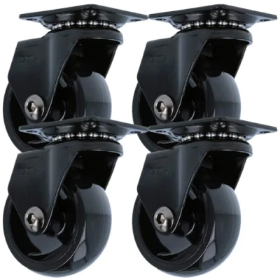 Abbildung von MS Beschläge moderne schwarze Möbelrolle Design Möbeltransportrolle 360 drehbare Anschraubplatte Polyurethan Lenkrolle kugelgelagert (Ø 50mm, 4)