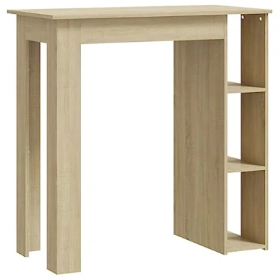 Abbildung von vidaXL Bartisch mit Regal Bartresen Stehtisch Tresentisch Bistrotisch Küchentisch Loungetisch Tisch Sonoma Eiche 102x50x103,5cm Holzwerkstoff
