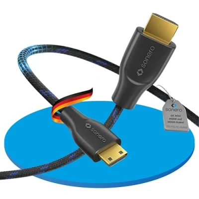 Abbildung von Sonero® 4K Mini HDMI auf Kabel, Premium High Speed, 60Hz, Stecker Stecker, vergoldete Kontakte, zweifache Abschirmung, Baumwollmantel, 0,50m