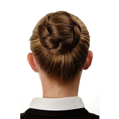 Abbildung von WIG ME UP Dutt Haarknoten Haarteil aufwendig geflochten verspielt Tracht Steck Kamm Haarnadel Braun Goldbraun N672 12