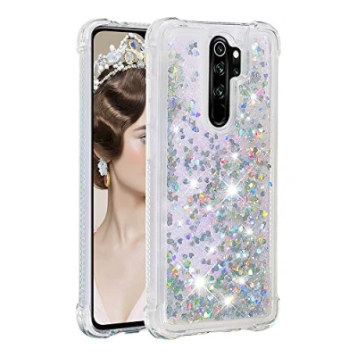 Abbildung von KBIKO zxl Kompatibel mit Xiaomi Redmi Note 8 Pro Hülle, [Silver Back] Mädchen Glitzern Handyhülle Ringständer, Cover Silikon Flüssigkeit Schutzhülle für Pro.Silver1 YBL