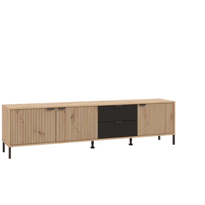Abbildung von Home affaire TV Board &quot;Mayenne Lowbord, Breite 208 cm&quot;, 3 Türen mit Rillen Optik, 2 Schubkästen