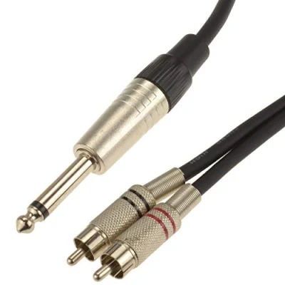 Abbildung von kenable 6,35 mm Mono Klinkenstecker Zum Rot &amp; Weiß Chinch Cinch Stecker Soft Flexibel Kabel 3 m [3 Meter/3m]