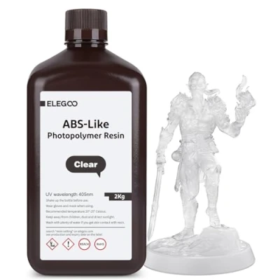 Abbildung von ELEGOO 405nm ABS Like Resin, LCD UV Rapid Resin Hohe Präzision, Nicht Spröde, Giftig für LCD/DLP 3D Drucker Photopolymer Harz 2kg Transluzent