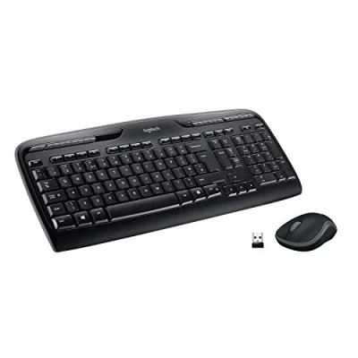 Abbildung von Logitech MK330 Kabelloses Tastatur Maus Set, 2.4 GHz Verbindung via Unifying USB Empfänger, 4 programmierbare G Tasten, 12 bis 24 Monate Batterielaufzeit, PC/Laptop, Skandinavisches Layout Schwarz