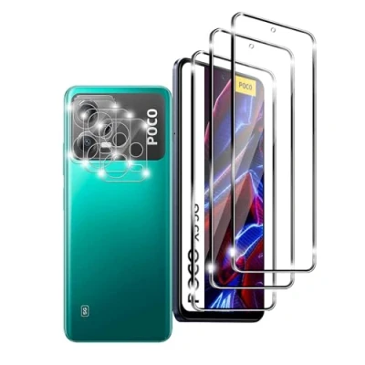 Abbildung von Ljietr 3+3 Stück Schutzfolie für Xiaomi Poco X5 Panzer Schutz Glas, 3 Panzerfolie und Kamera Schutzglas, HD Displayschutzfolie, 9H Härte