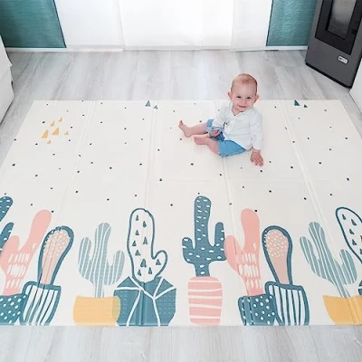 Abbildung von BB COOL Baby Matte Spielmatte, Krabbelmatte schadstofffrei, Spielteppich Faltbarer,Doppelseitig und wasserdicht, große bodenmatte 197x147x1 cm