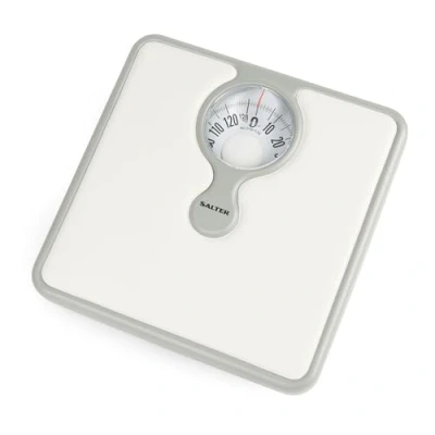Abbildung von Salter 484 WHKR mechanische Körperwaage mit Lupe Badezimmerwaage, maximal 133kg, kompaktes Personenwaage, einfach ablesbares Zifferblatt, keine Batterien Waage, analog, Gewicht in kg, weiß