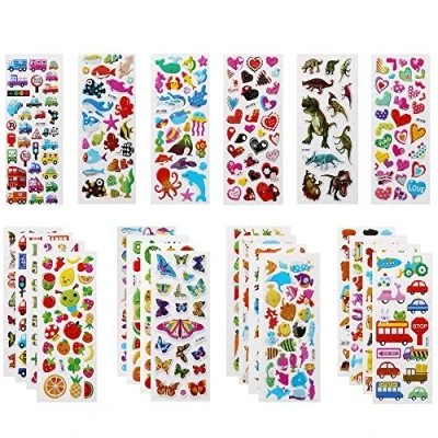Abbildung von Vicloon 3D Aufkleber für Kinder, 22 Blätter 500+ Verschiedene Geschwollene Aufkleber, Geschwollen Stickers, Einschließlich ruchtaufkleber, Tieraufkleber, Einhorn Christmas Sticker und Mehr