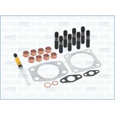 Abbildung von AJUSA JTC11370 Montagesatz, Lader with studs, syringe oil mit Dichtungen Montageanleitung AUDI: 100 C4 Avant, A6 Limousine, 80 B4 Avant
