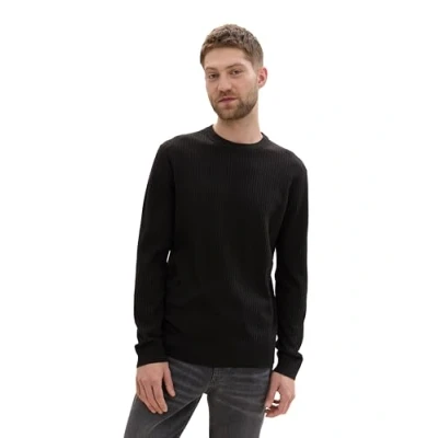 Abbildung von TOM TAILOR Herren Strickpullover aus Baumwolle, 29999 Black, M