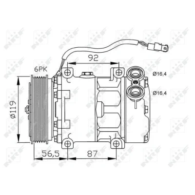 Abbildung von NRF 32278 Kompressor SD7V16 12 PAG 46 mit Kompressoröl, Dichtring PEUGEOT: 807, 206 Schrägheck, 607 Limousine, CITROËN: Xsara Picasso, C8