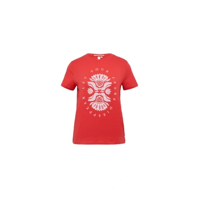 Abbildung von QS Baumwollshirt mit Frontprint Himbeere L
