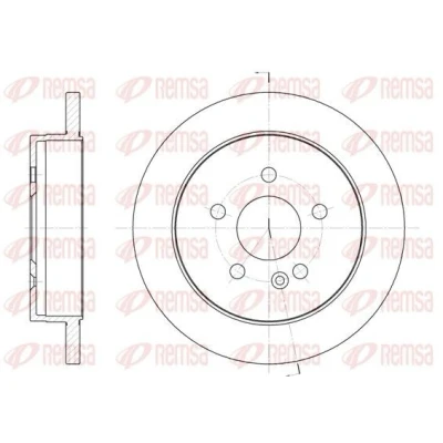 Abbildung von REMSA 6799.00 Bremsscheibe Hinterachse 284,8, 284,8 14,8 5 voll HONDA: CIVIC 8 Hatchback, MERCEDES BENZ: ML Klasse