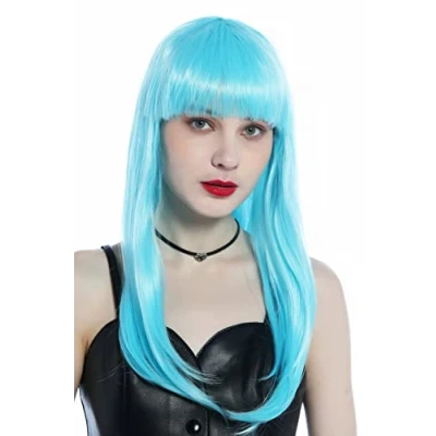 Abbildung von WIG ME UP CW 053 T4516 Perücke Damen Karneval Halloween lang glatt Pony Hellblau Blau Disco