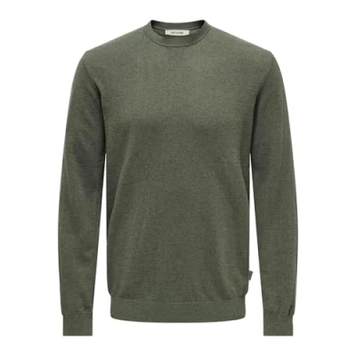 Abbildung von Only &amp; Sons Normal Geschnitten Rundhalsausschnitt Strickpullover, Herren, Größe: Medium, Castor gray