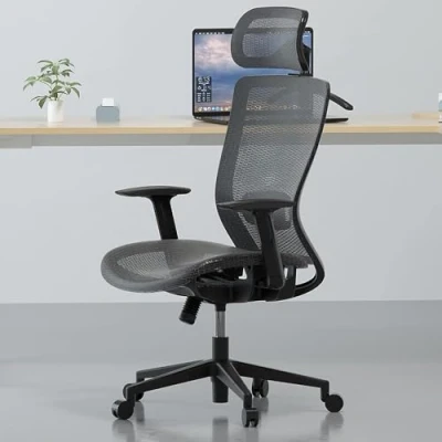 Abbildung von FLEXISPOT Bürostuhl Ergonomischer Schreibtischstuhl mit Großem Rückenlehnenbereich Höhenverstellbarer Sitz, Kopfstütze, Armlehnen, Lendenstütze, Rollen Arbeitsstuhl, OC3B