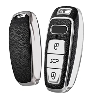 Abbildung von OATSBASF Schlüsselhülle Geeignet für Audi,Autoschlüssel Hülle A6L A6 A7 A8 Q7 Q8 E Tron 2019 2020 Silicone TPU Schutzhülle (P Silber)