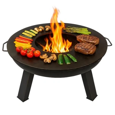 Abbildung von SOUK ONE Plancha Ø 100 cm Feuerring Feuerplatte Grillring für Feuerschale oder Feuertonne Grillplatte aus Stahl 4mm Dick (Lieferumfang 1x ohne Feuerschale)