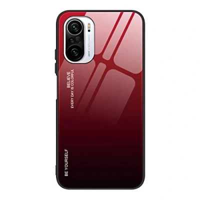 Abbildung von GOGME Schutzhülle für Xiaomi Poco F3 / Mi 11i 5G, aus Glas, Farbverlauf, farbig, Rückseite Hartglas, Kratzfest, stoßfest, (5)