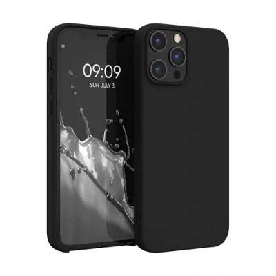 Abbildung von kwmobile Hülle kompatibel mit Apple iPhone 12 Pro Max Silikon Handy Case Handyhülle weiche Oberfläche kabelloses Laden Schwarz matt
