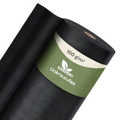 Abbildung von GARDENIX Gartenvlies gegen Unkraut Unkrautvlies Wasserdurchlässig 100g/m² Schwarz UV beständig Folie 1 x 50m (50m²) Vlies Hochbeet, Unkrautschutzfolie, Gartenflies, Beetfolie Pflanzfolie