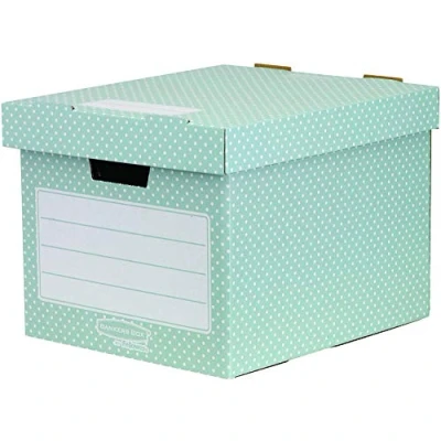 Abbildung von Bankers Box Style Series Aufbewahrungsbox aus 100% recyceltem Karton, 4 er Pack, grün/weiß