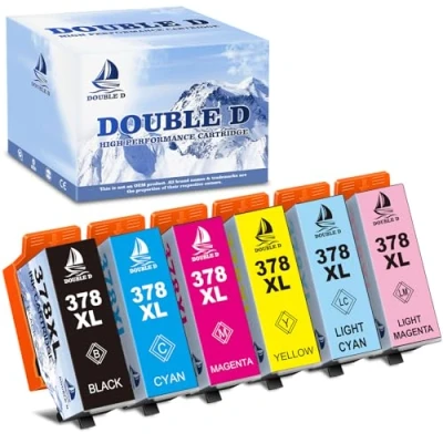Abbildung von DOUBLE D 378XL Multipack für Epson 378 Ersatz XP 8500 Druckerpatronen, 8600 Druckerpatronen kompatibel mit Expression Photo 8000 8005 8505 8605 8700