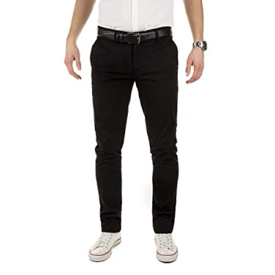 Abbildung von Yazubi Herren Chino Hose Dustin Chinohose mit Gürtel, Schwarz (Black 4R194008), W33/L36