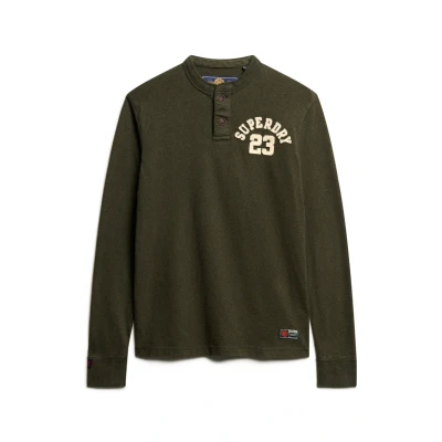 Abbildung von Superdry Vintage Athletic Grandad Langarmshirt, Herren, Größe: Small, Campus green grit