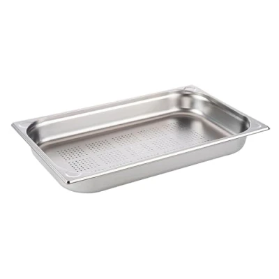 Abbildung von APS 81907 GN 1/1 Behälter perforiert, rostfreier Gastronormbehälter Edelstahl, Abmessungen 325 x 530 mm/Höhe 65 mm