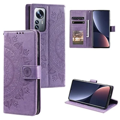 Abbildung von CoverKingz Handy Tasche kompatibel mit Xiaomi 12 / 12X Handycase Kartenfach Handyschutzhülle Cover Smartphonehülle klappbar Motiv Mandala Lila