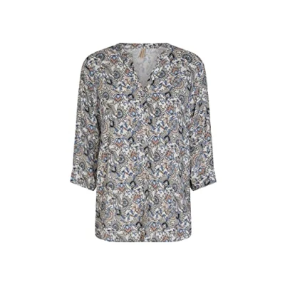 Abbildung von SOYACONCEPT Womens SC Belene 1 3/4 Sleeve Blouse Bluse, Cashmere Blue Combi, Medium
