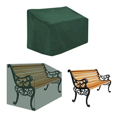 Abbildung von Schutzhülle für Gartenbank Abdeckung Bank Abdeckplane Wasserdicht 2 Sitzer Bankabdeckung Gartenbankabdeckung Wasserdicht, Winddicht, UV Beständig 210D Polyester Oxford Gewebe, 134 x 66 89cm (Grün)