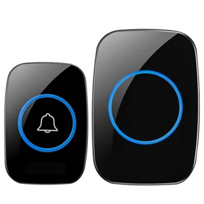 Abbildung von JOFLVA Funkklingel, Mit Batterie Doorbell 300M Reichweite Ip55 Wasserdicht Elektronische Türglocken Türgong, 60 Melodien Led Blitz,5 Lautstärkestufen Klingeltaster, schwarz Funk Türklingel Set.
