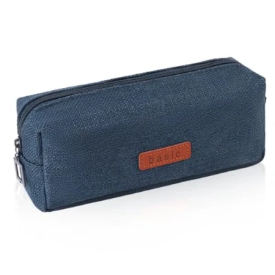 Abbildung von iSuperb Federmäppchen Mädchen Mäppchen Jungen Studenten Federmappe Unisex Stifte Organizer Kosmetiktasche klein Leinen Federtasche für Damen Einschulung Geschenk Schulsachen (blau)