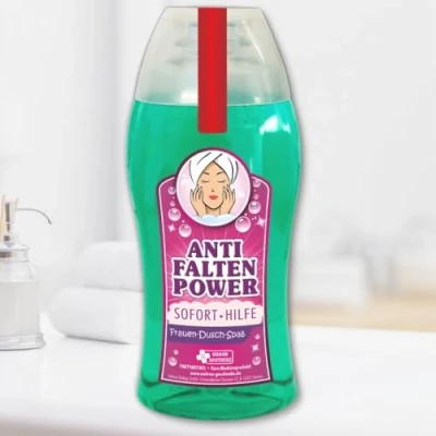 Abbildung von Spaß Duschbad Duschgel Shampoo Anti Falten Power Sofort Hilfe Geschenk für Frauen Geburtstagsgeschenk Spaßmedizin Humorapotheke Scherzartikel