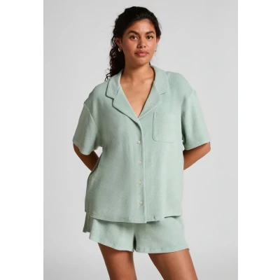Abbildung von Hunkemöller Button up Hemd mit Handtuch Textur grün