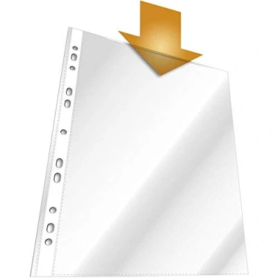 Abbildung von DURABLE Prospekthülle, 100 Stück, glasklar, Format A4, Universallochung, oben offen