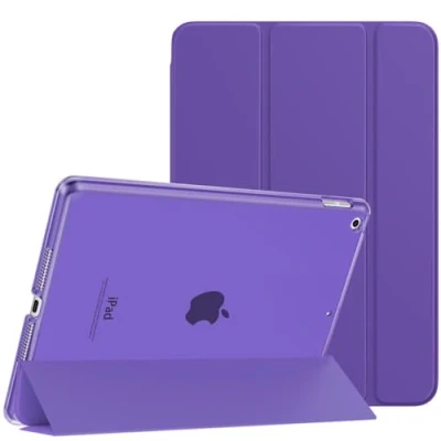 Abbildung von MoKo Schützhülle Kompatibel mit Neu iPad 9. / 8. 7. Generation (2021/2020/2019), Tablethülle Ständer Matt Rückseite Auto Schlaf/Aufwach Funktion für 10,2 Zoll, Purpurschwarz