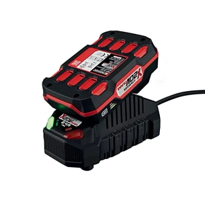 Abbildung von Parkside 20 V Lithium Ionen Akku (PAP B1) und 60 min Ladegerät (PLG C1) 65 W 2,4 A mit Zellenausgleich für längere Akkulaufzeit erhöhte Linksspanne