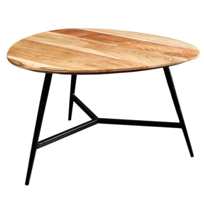 Abbildung von Riess Ambiente Massivholz Couchtisch Beauty by Nature 60cm Akazie dreieckig Metall schwarz Beistelltisch Tisch Sofatisch Wohnzimmertisch Wohnraumtisch