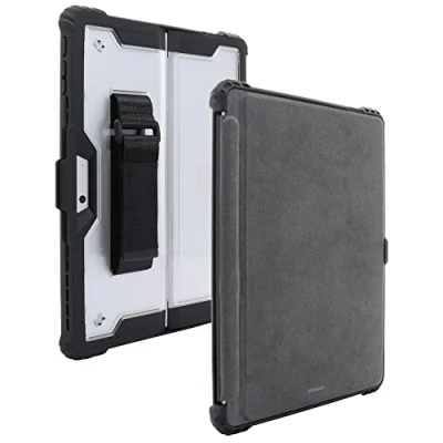 Abbildung von JT Berlin Handstrap Hülle kompatibel mit Microsoft Surface Pro 9 / 10 Case [Microsoft Signature Keyboard kompatibel, Abnehmbare Handschlaufe, Slim Pen 2 Halterung] schwarz/transparent