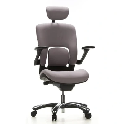 Abbildung von hjh OFFICE 652040 High End Bürostuhl Vapor LUX Stoff Grau Ergonomischer Drehstuhl mit Flexibler Lendenwirbelstütze